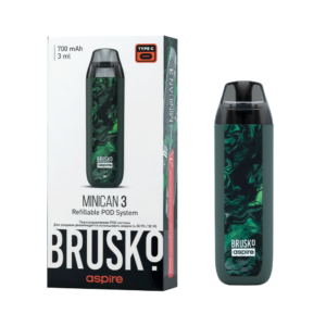 Многоразовая электронная система, (Тёмно-зелёный флюид) Модель BRUSKO MINICAN 3